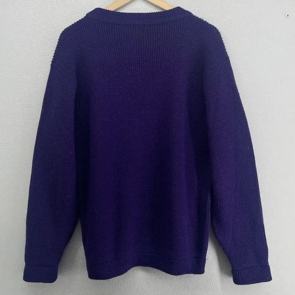 PATAGONIA Sweater Mens L Chamonix Guide 100% Wool Pullover Purple HK VTG 51401